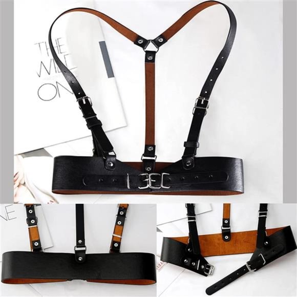 Leather Shoulder Harness Waist Body Belt Strap Punk Rock Belt